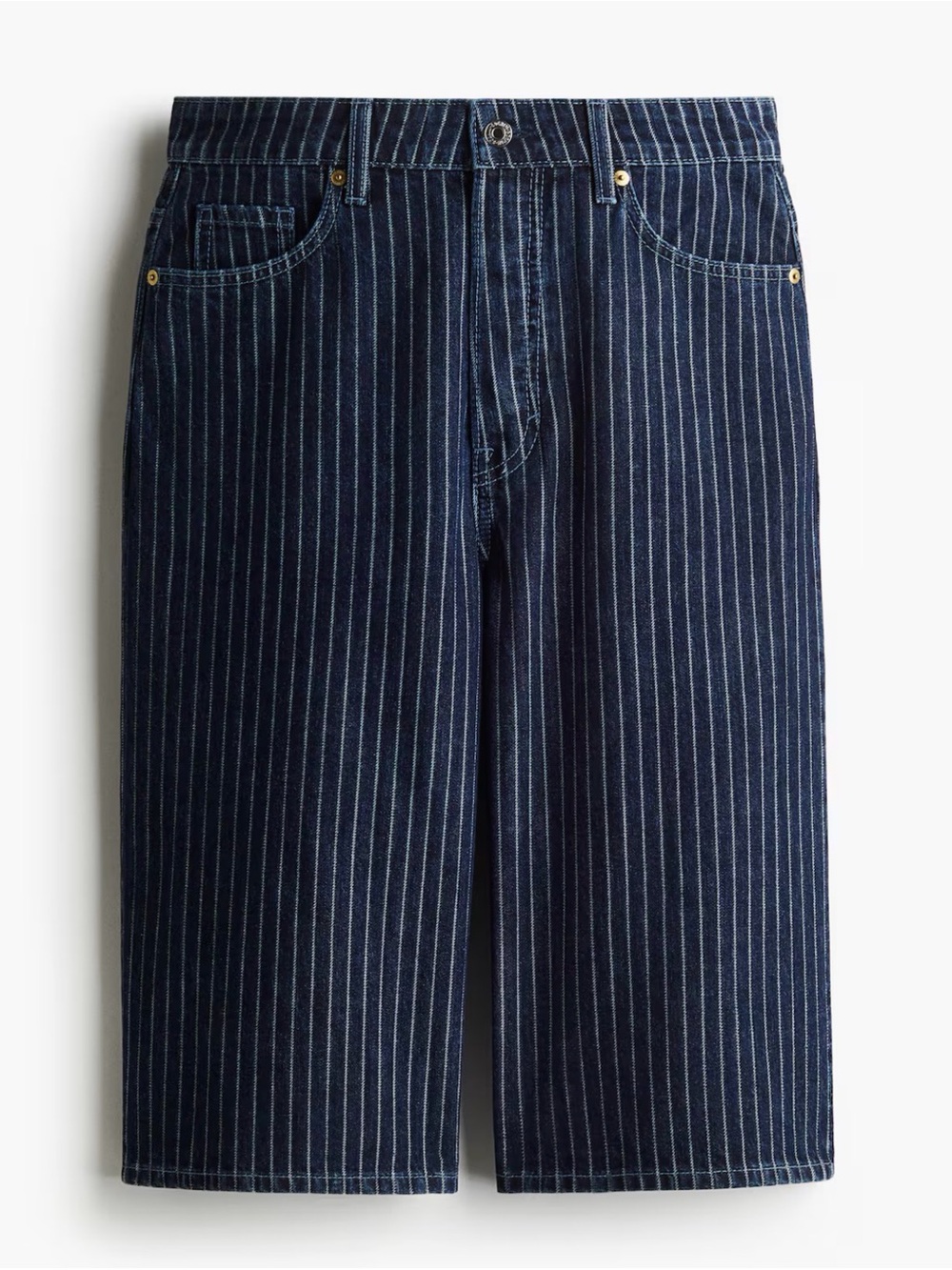 H&M Women's Navy Pinstripe Denim Bermudas